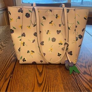 Kate Spade Cream and Purple Tote Bag